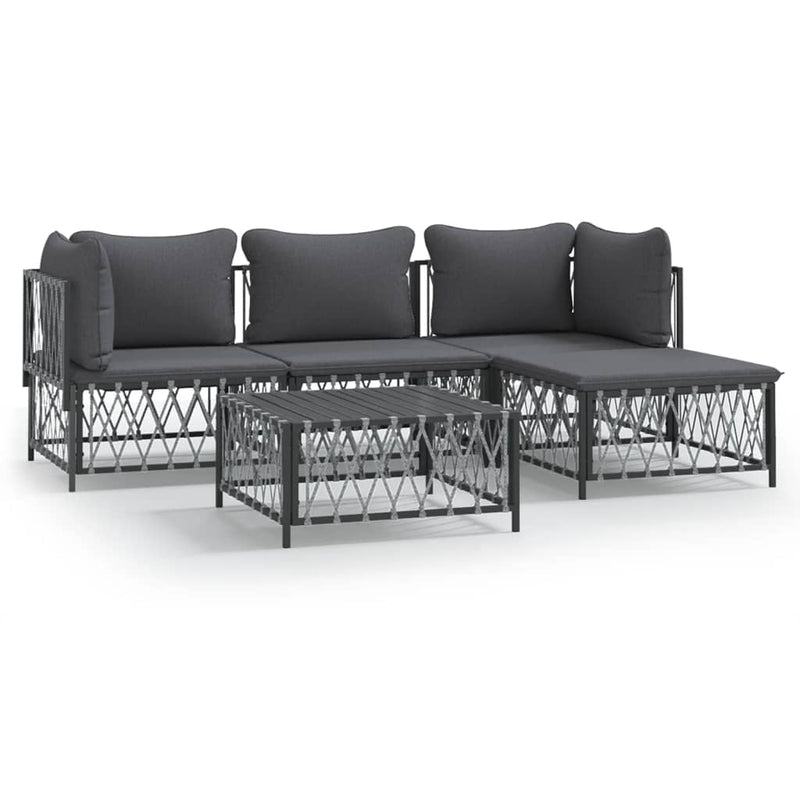 vidaXL 5 Piece Garden Lounge Set with Cushions Anthracite Steel
