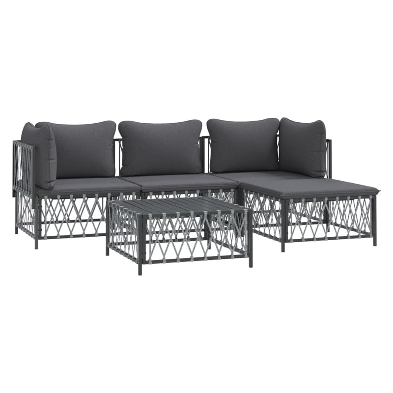 vidaXL 5 Piece Garden Lounge Set with Cushions Anthracite Steel