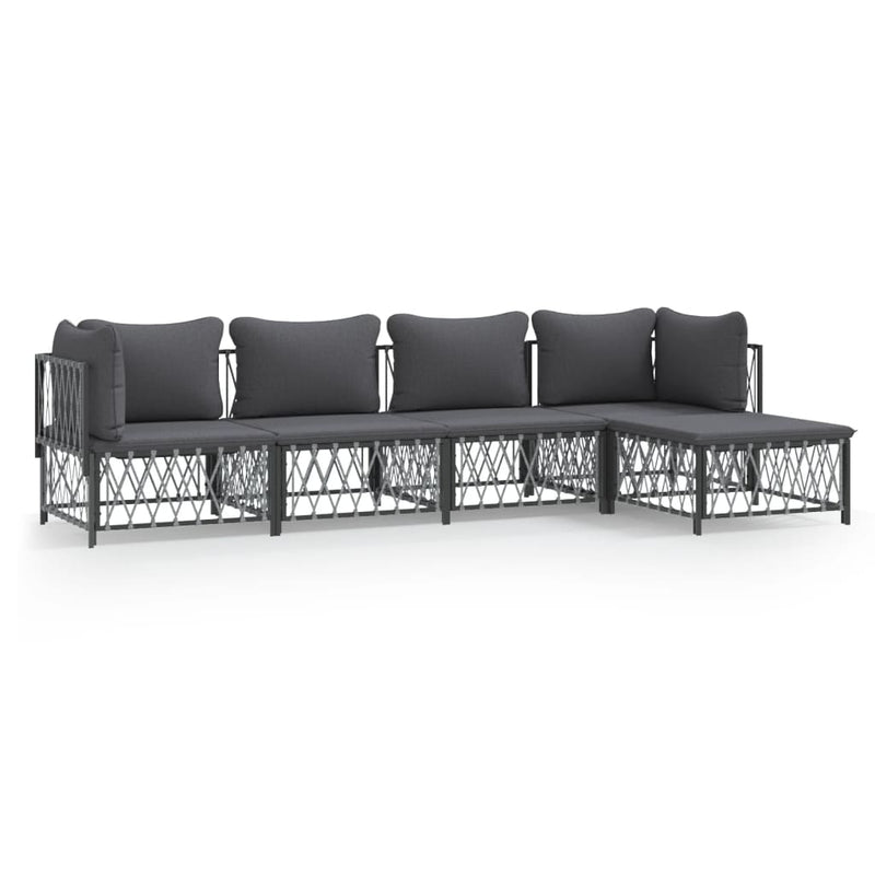 vidaXL 5 Piece Garden Lounge Set with Cushions Anthracite Steel