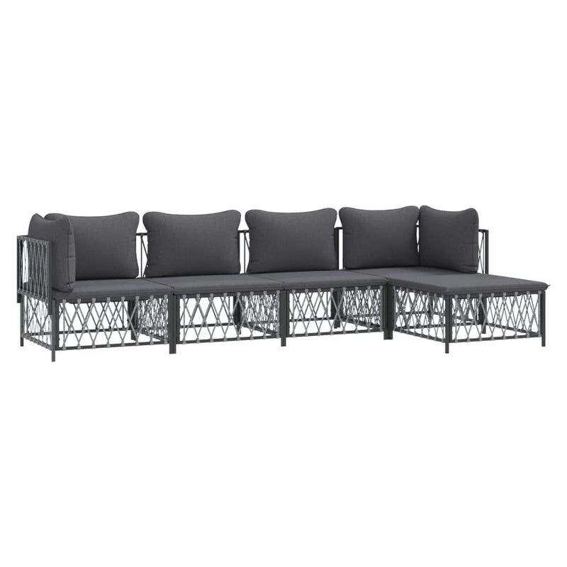 vidaXL 5 Piece Garden Lounge Set with Cushions Anthracite Steel