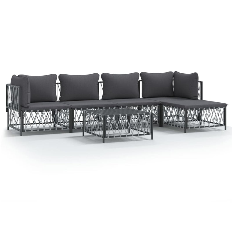 vidaXL 6 Piece Garden Lounge Set with Cushions Anthracite Steel