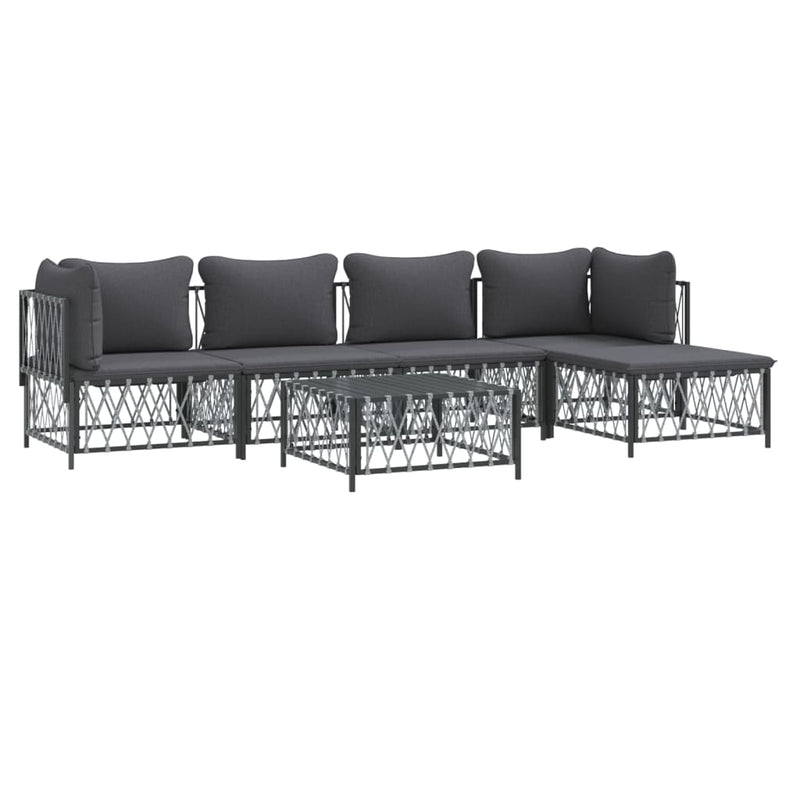 vidaXL 6 Piece Garden Lounge Set with Cushions Anthracite Steel