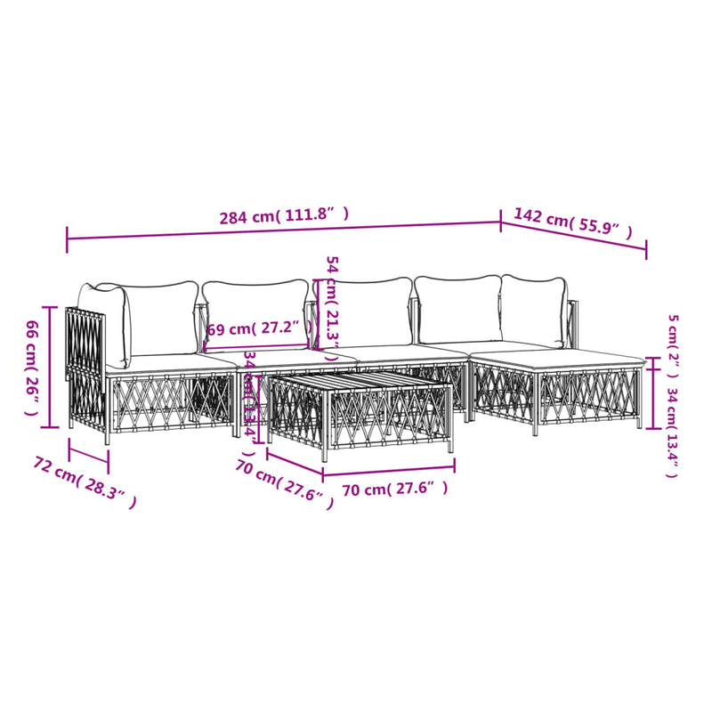 vidaXL 6 Piece Garden Lounge Set with Cushions Anthracite Steel