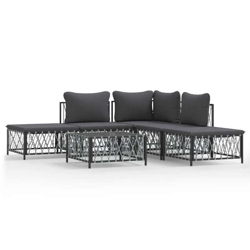 vidaXL 6 Piece Garden Lounge Set with Cushions Anthracite Steel