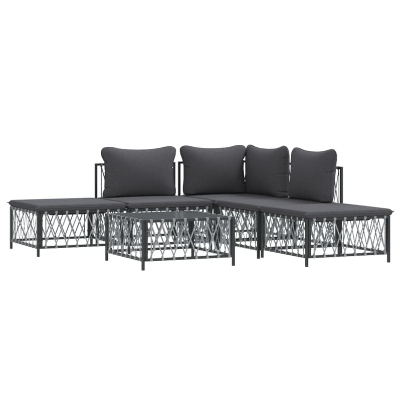 vidaXL 6 Piece Garden Lounge Set with Cushions Anthracite Steel