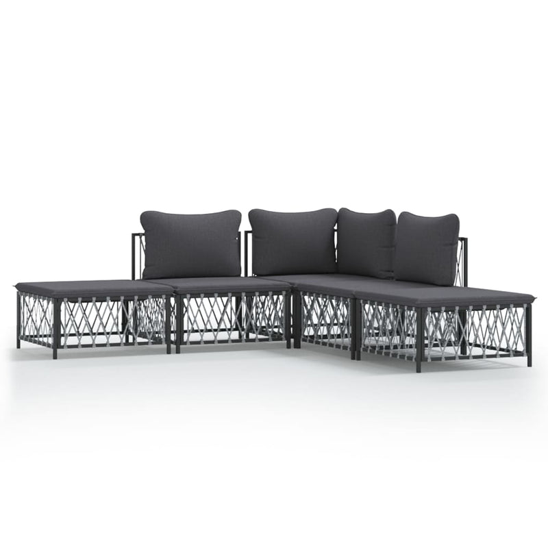 vidaXL 5 Piece Garden Lounge Set with Cushions Anthracite Steel