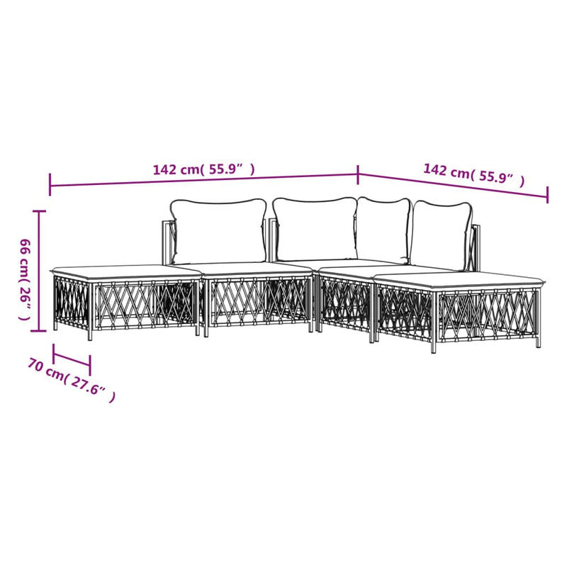 vidaXL 5 Piece Garden Lounge Set with Cushions Anthracite Steel