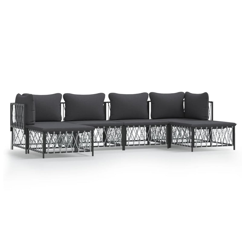 vidaXL 6 Piece Garden Lounge Set with Cushions Anthracite Steel