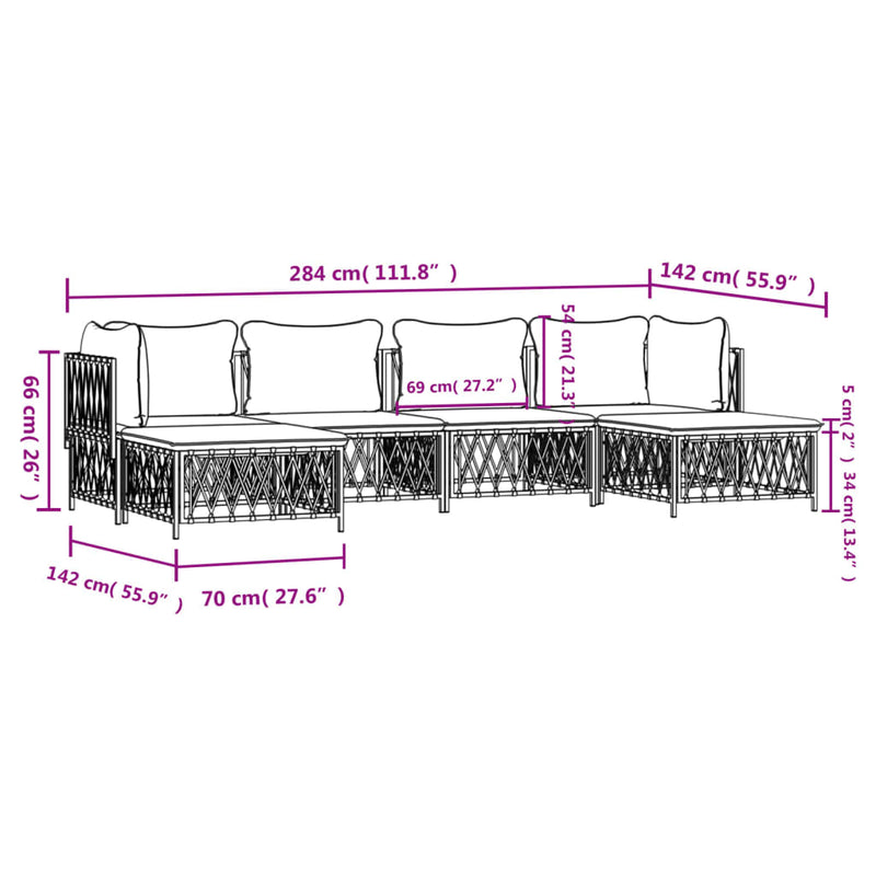 vidaXL 6 Piece Garden Lounge Set with Cushions Anthracite Steel