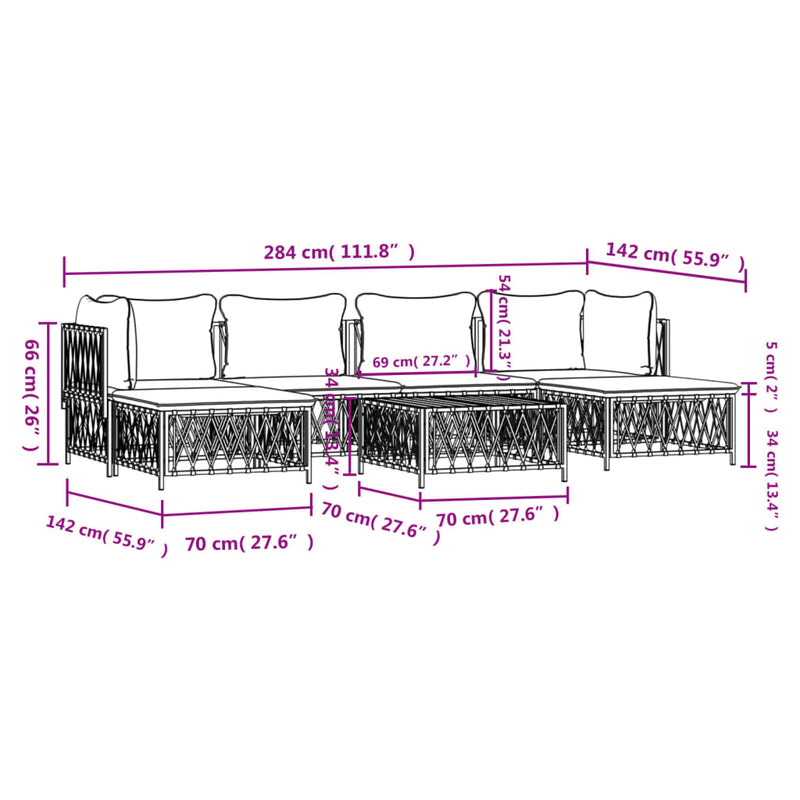 vidaXL 7 Piece Garden Lounge Set with Cushions Anthracite Steel