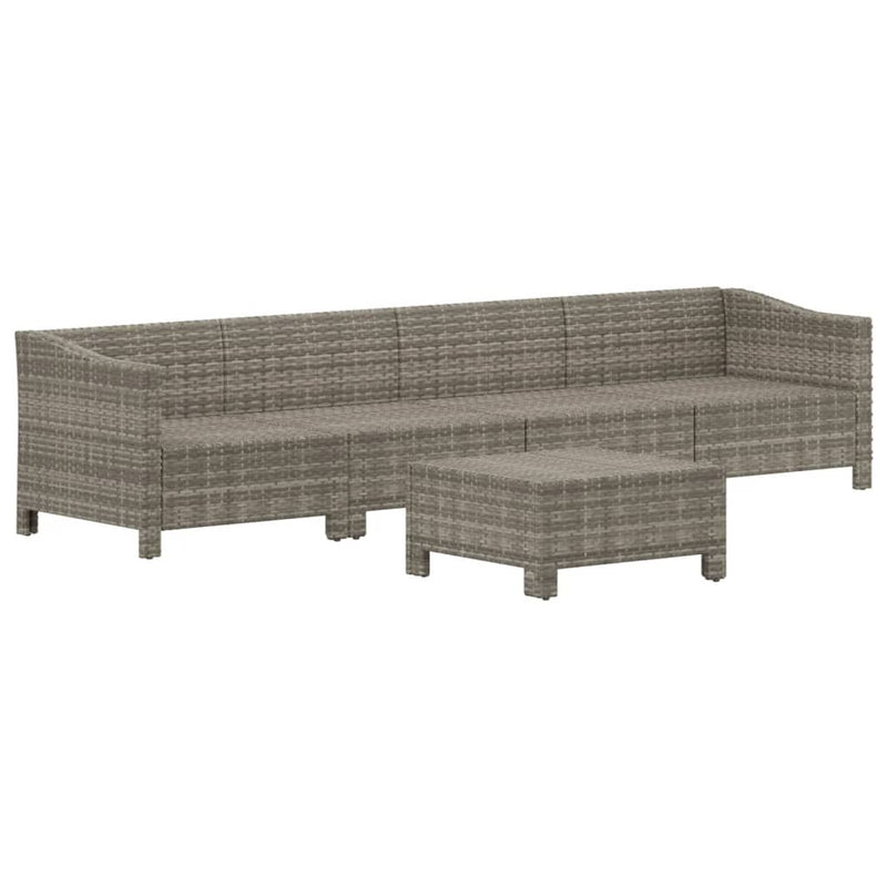 vidaXL 5 Piece Garden Lounge Set with Cushions Grey Poly Rattan