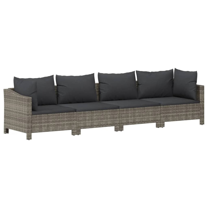 vidaXL 5 Piece Garden Lounge Set with Cushions Grey Poly Rattan