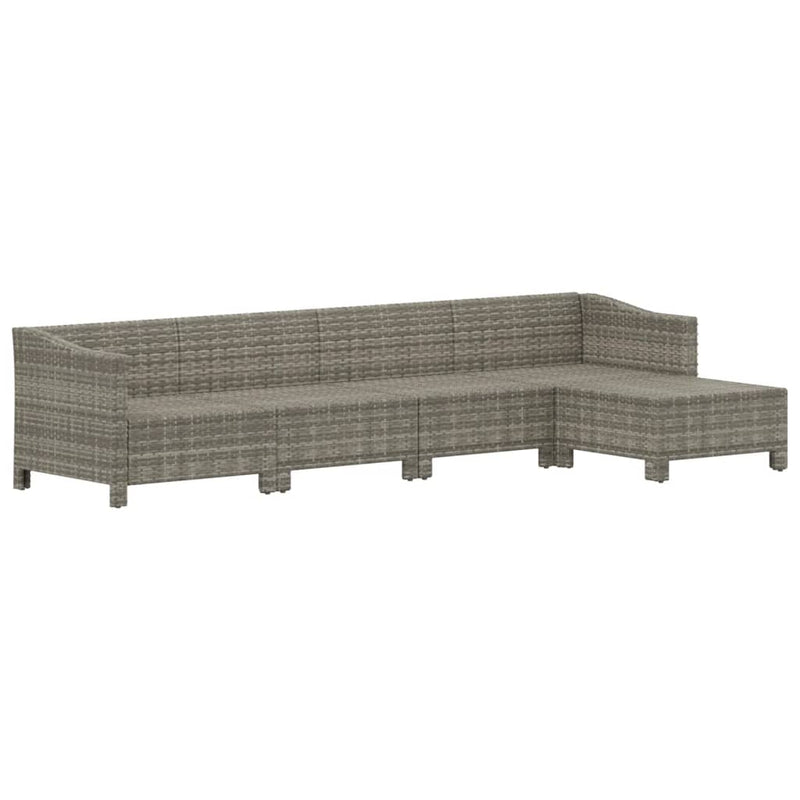 vidaXL 5 Piece Garden Lounge Set with Cushions Grey Poly Rattan