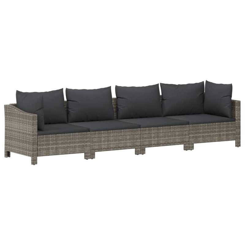 vidaXL 5 Piece Garden Lounge Set with Cushions Grey Poly Rattan