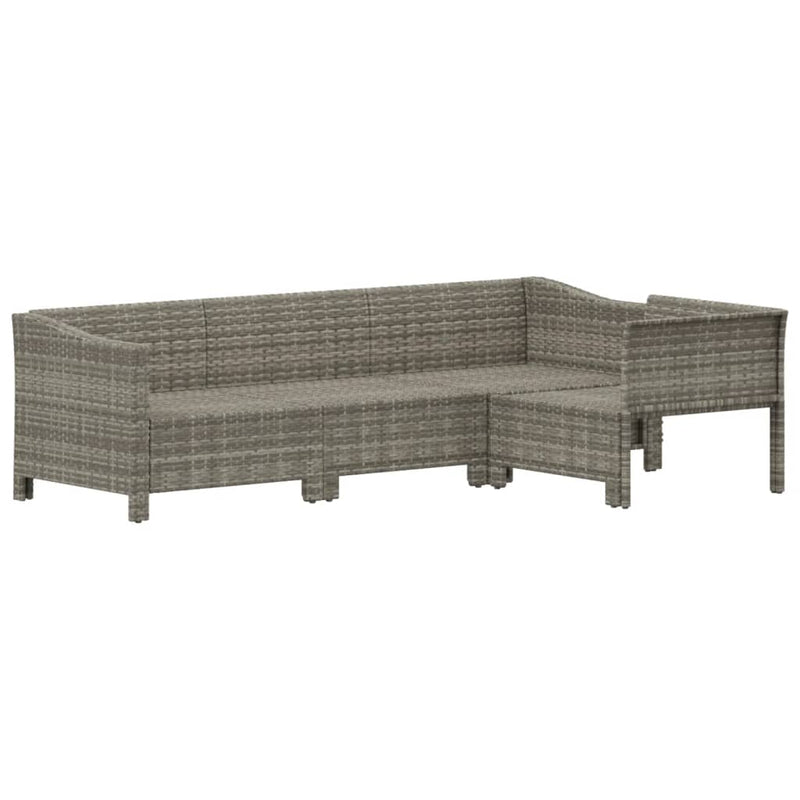 vidaXL 4 Piece Garden Lounge Set with Cushions Grey Poly Rattan