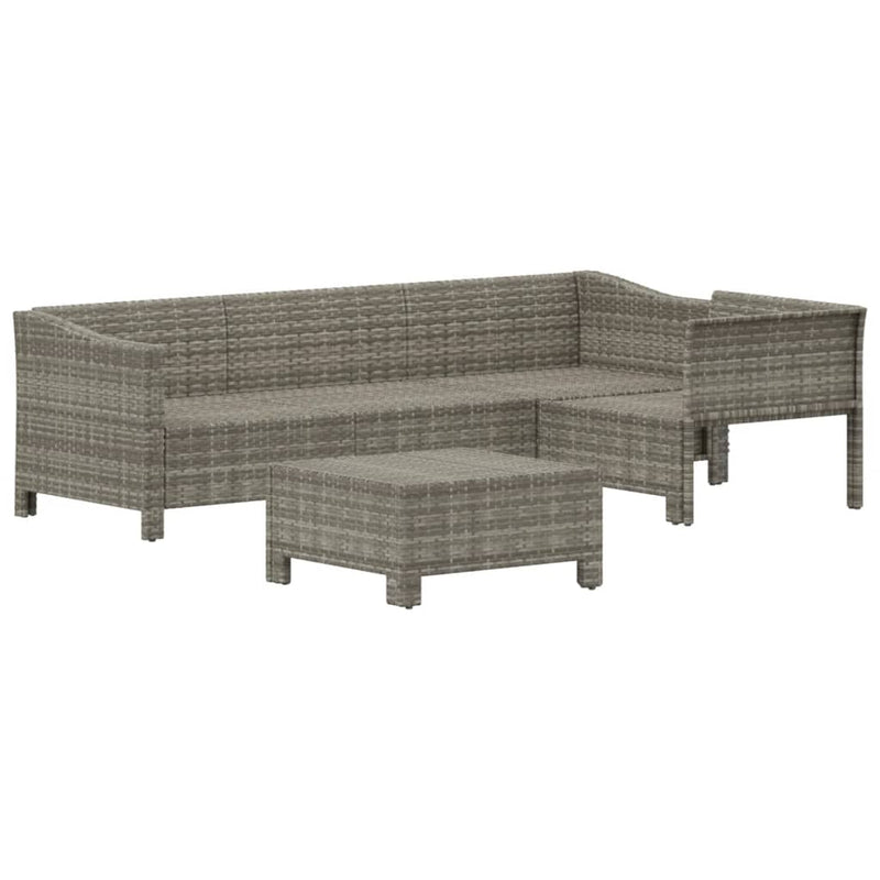 vidaXL 5 Piece Garden Lounge Set with Cushions Grey Poly Rattan