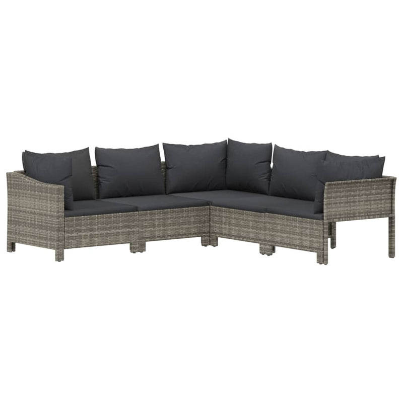vidaXL 5 Piece Garden Lounge Set with Cushions Grey Poly Rattan