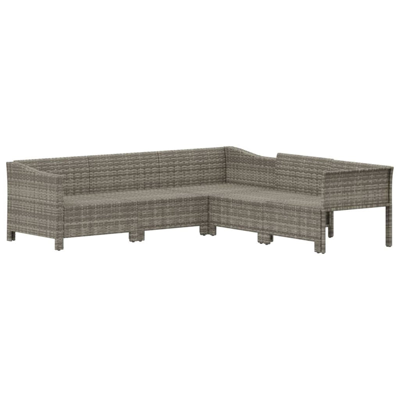 vidaXL 5 Piece Garden Lounge Set with Cushions Grey Poly Rattan