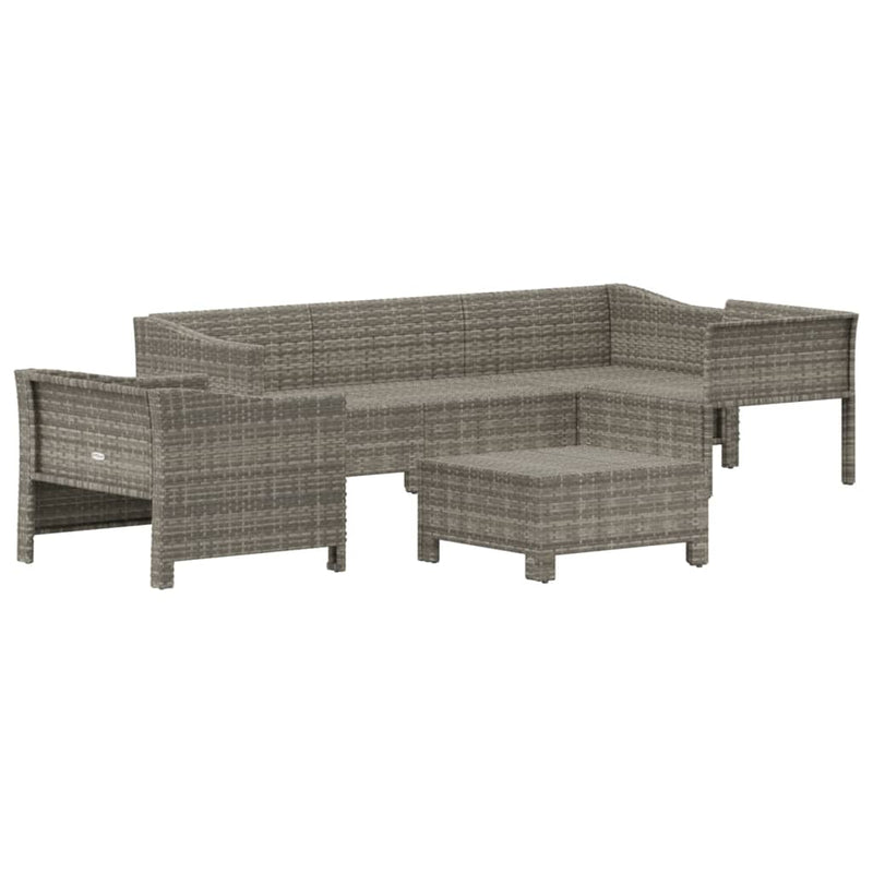 vidaXL 6 Piece Garden Lounge Set with Cushions Grey Poly Rattan