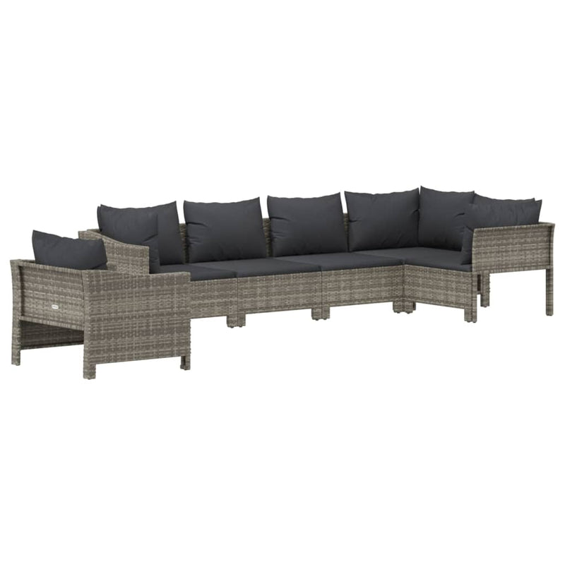 vidaXL 6 Piece Garden Lounge Set with Cushions Grey Poly Rattan