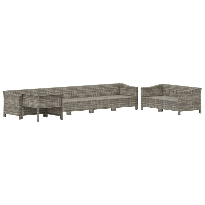 vidaXL 8 Piece Garden Lounge Set with Cushions Grey Poly Rattan