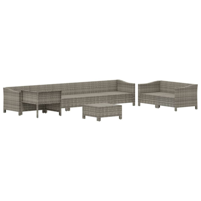vidaXL 9 Piece Garden Lounge Set with Cushions Grey Poly Rattan