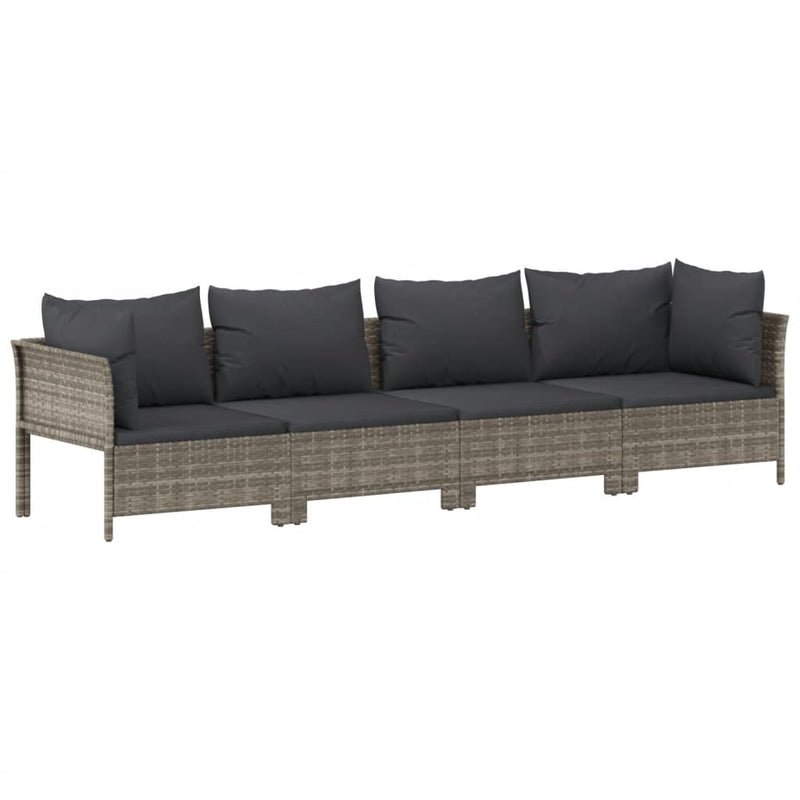 vidaXL 9 Piece Garden Lounge Set with Cushions Grey Poly Rattan