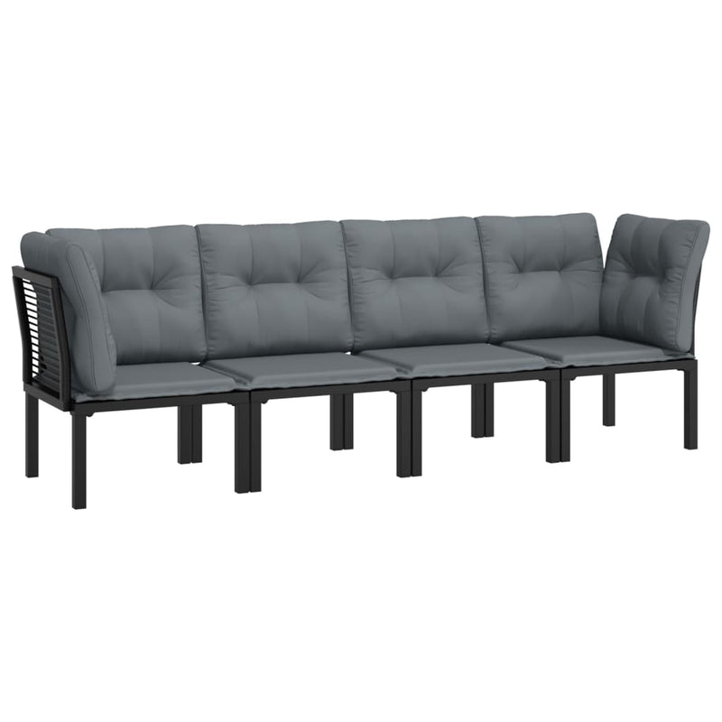 vidaXL 4 Piece Garden Lounge Set Black and Grey Poly Rattan