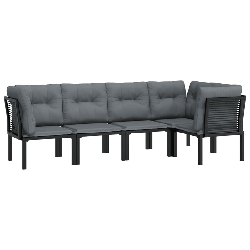 vidaXL 5 Piece Garden Lounge Set Black and Grey Poly Rattan