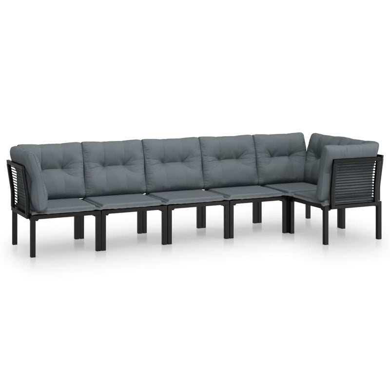 vidaXL 6 Piece Garden Lounge Set Black and Grey Poly Rattan