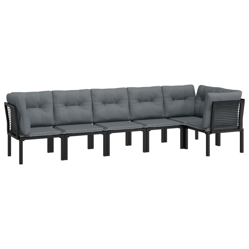 vidaXL 6 Piece Garden Lounge Set Black and Grey Poly Rattan