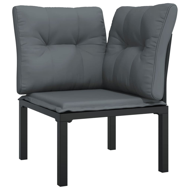 vidaXL 6 Piece Garden Lounge Set Black and Grey Poly Rattan