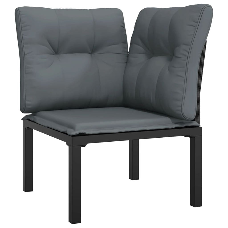vidaXL 6 Piece Garden Lounge Set Black and Grey Poly Rattan