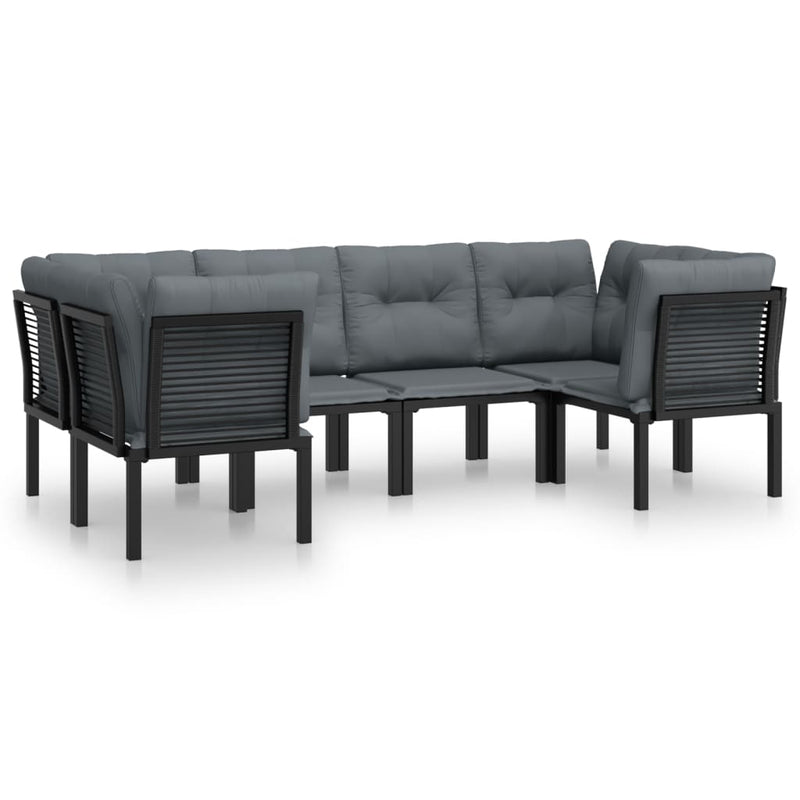 vidaXL 6 Piece Garden Lounge Set Black and Grey Poly Rattan