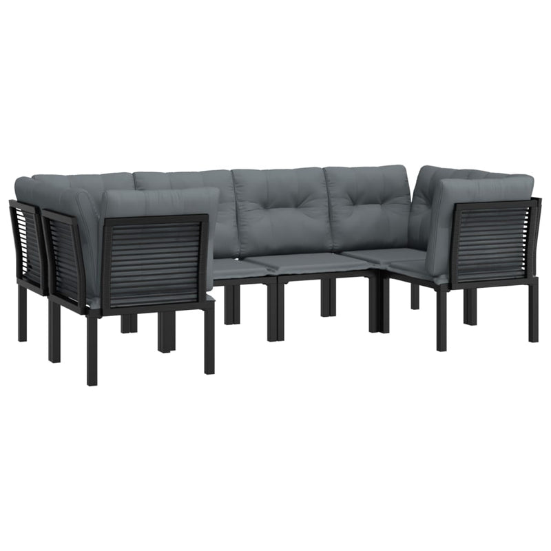 vidaXL 6 Piece Garden Lounge Set Black and Grey Poly Rattan