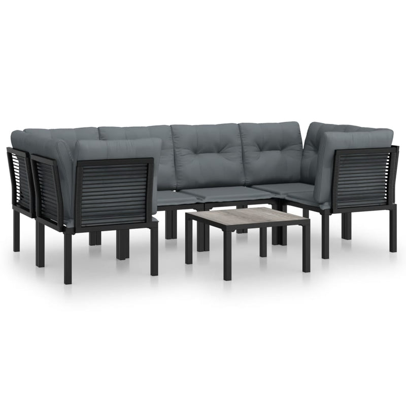 vidaXL 7 Piece Garden Lounge Set Black and Grey Poly Rattan
