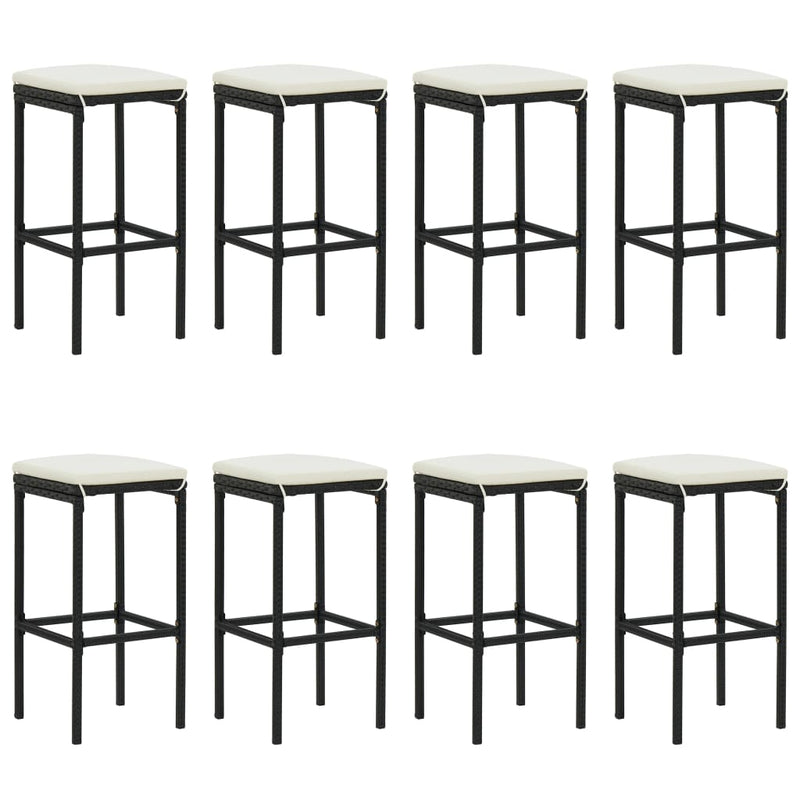 vidaXL 9 Piece Garden Bar Set with Cushions Black Poly Rattan