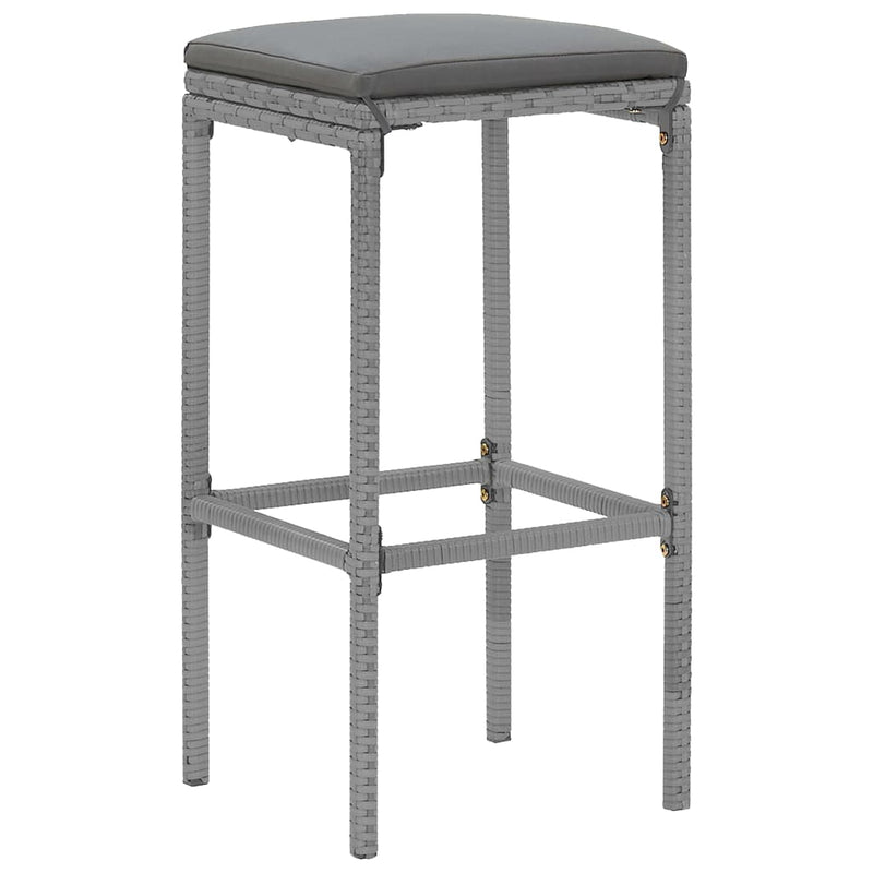 vidaXL 9 Piece Garden Bar Set with Cushions Grey Poly Rattan