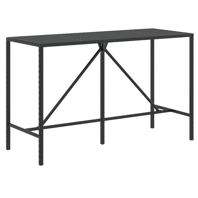 vidaXL 11 Piece Garden Bar Set with Cushions Black Poly Rattan