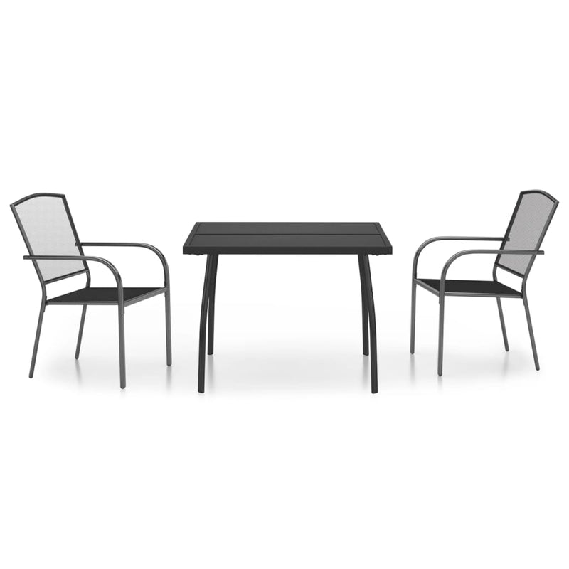 vidaXL 3 Piece Garden Dining Set Anthracite Steel
