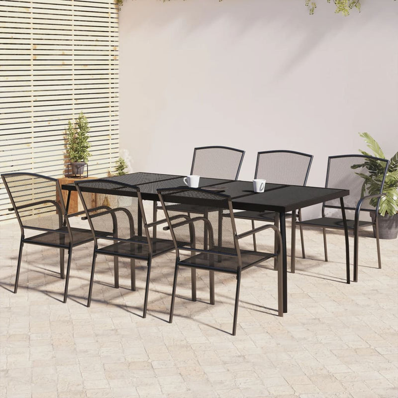 vidaXL 7 Piece Garden Dining Set Anthracite Steel
