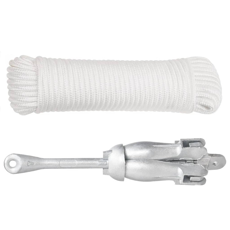 vidaXL Folding Anchor with Rope Silver 8 kg Hot Dip Galvanized Cast Iron