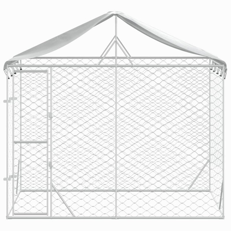 vidaXL Outdoor Dog Kennel with Roof Silver 3x1.5x2.5 m Galvanised Steel