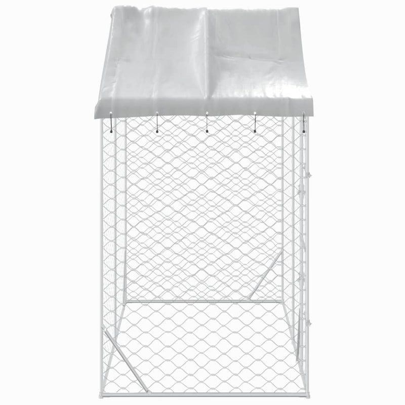 vidaXL Outdoor Dog Kennel with Roof Silver 3x1.5x2.5 m Galvanised Steel