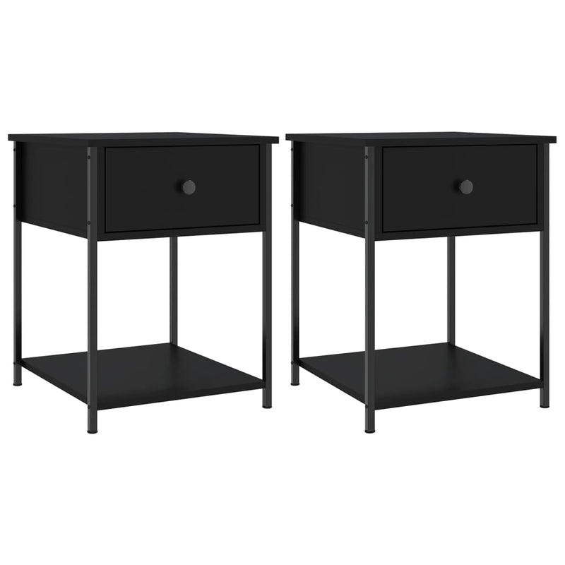 vidaXL Bedside Tables 2 pcs Black 44x45x58 cm Engineered Wood