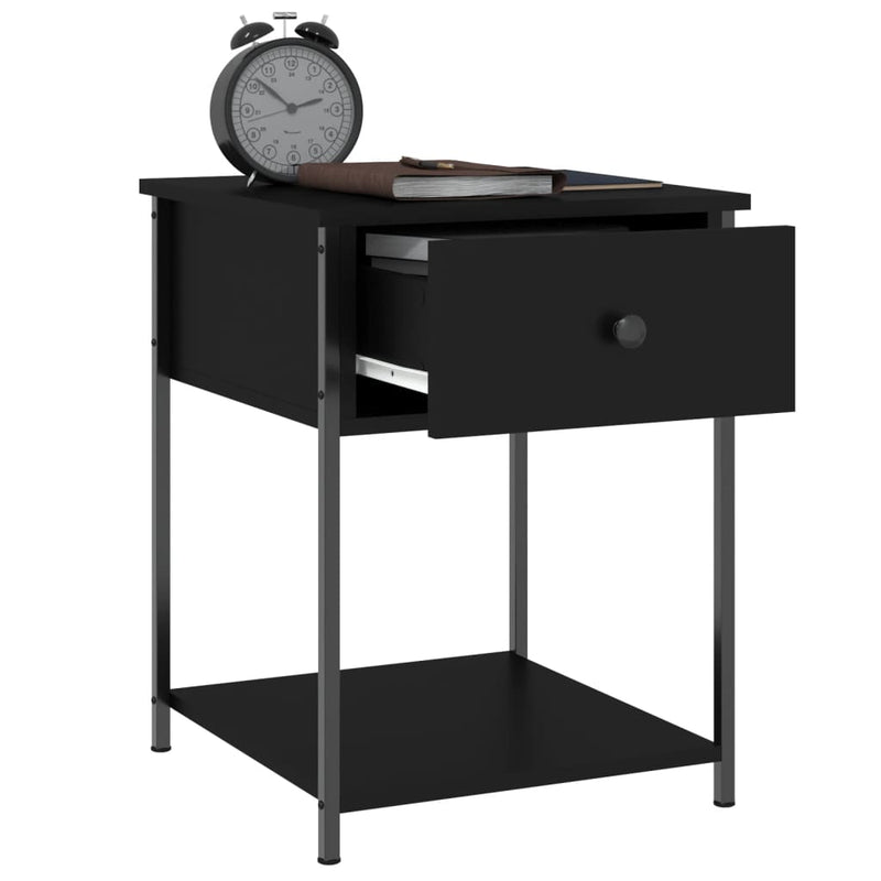 vidaXL Bedside Tables 2 pcs Black 44x45x58 cm Engineered Wood