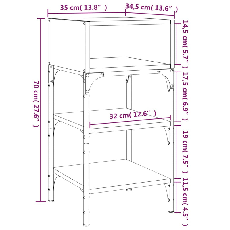 vidaXL Bedside Tables 2 pcs Black 35x34.5x70 cm Engineered Wood