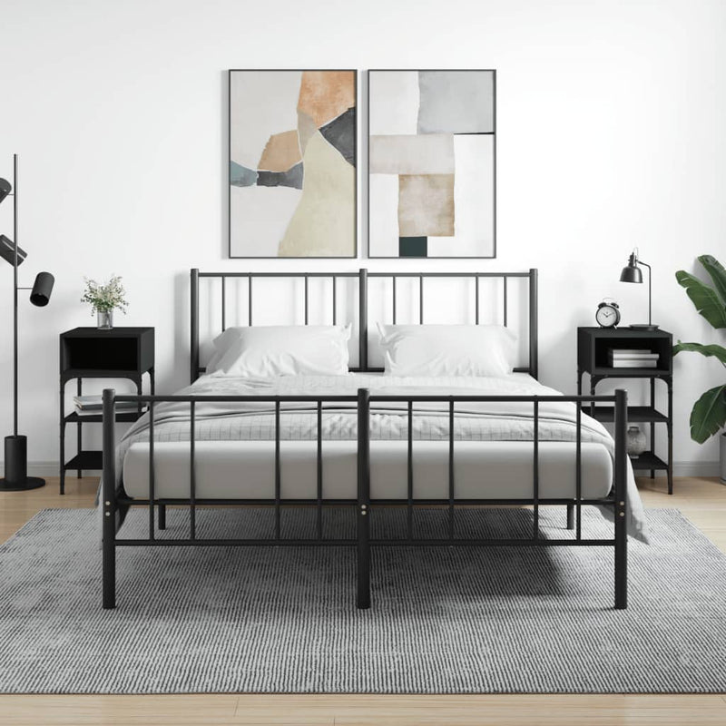vidaXL Bedside Tables 2 pcs Black 35x34.5x70 cm Engineered Wood