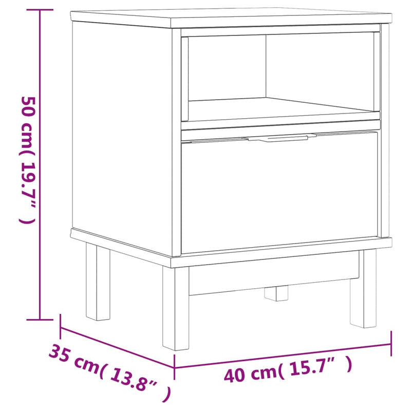 vidaXL Bedside Cabinet FLAM 40x35x50 cm Solid Wood Pine