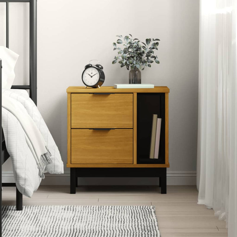 vidaXL Bedside Cabinet FLAM 49x35x50 cm Solid Wood Pine